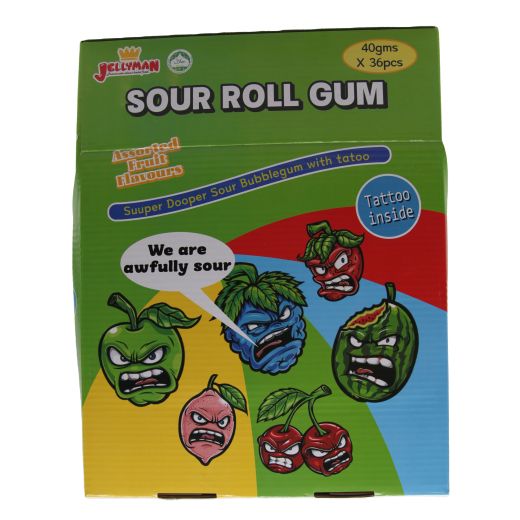 Jellyman Mega Sour Roll Gum (6x40GRx36 PCS)