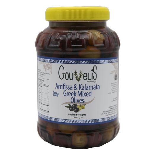 Gouvelis Amfissa & Kalamata Greek Mixed Olives (Gevsis) (900GR) x 6