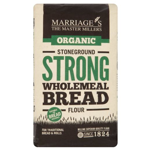 Whm Marriage'S Organic Strong Stoneground Wholemeal Bread Flour (1KG) x 6