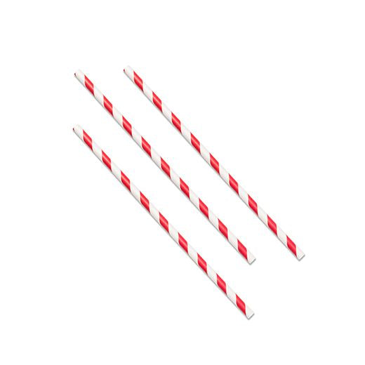 Straight Jumbo Straw Paper (200X6Mm/8) Red Stripeinc 40Inc 250Pcs