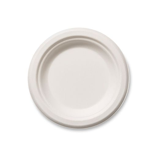 Natural Leaf Bagasse Plate Round (150Mm/6) White (Tp1)Inc 20Inc 50Pcs