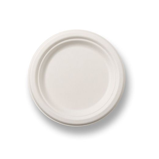 Natural Leaf Bagasse Plate Round (180Mm/7) White (Tp2)Inc 20Inc 50Pcs