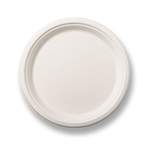 Natural Leaf Bagasse Plate Round (254Mm/10) White (Tp4)Inc 10Inc 50Pcs