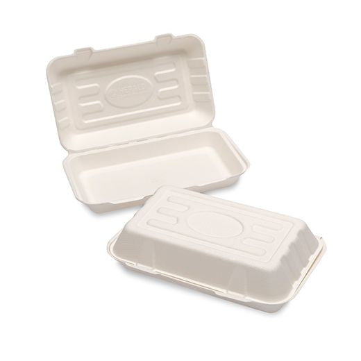 Natural Leaf Bagasse F+C Box (250X155X60Mm/10X6X2.5) Medium White (Hb10)Inc 5Inc 50Pcs