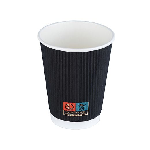 Grab & Go Triple Wall (Ripple) Hot Drink Cup (227Ml/8Oz) Black 25Pcs