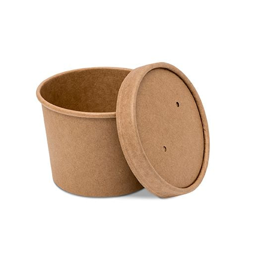 Grab & Go Paper Soup Cup+Lid (227Ml/8Oz) Kraft 25Pcs