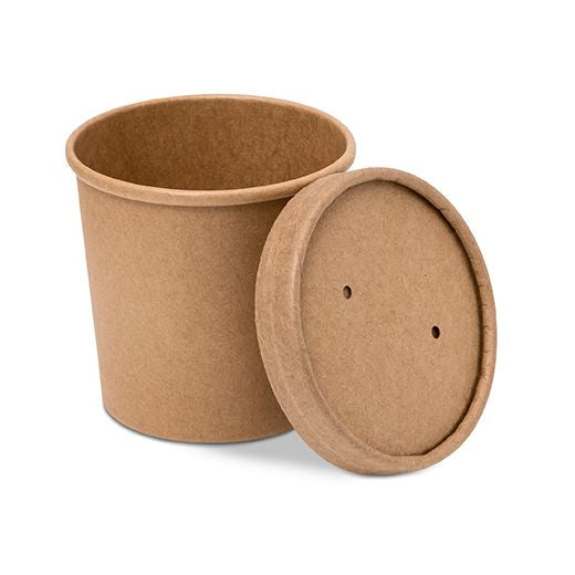 Grab & Go Paper Soup Cup+Lid (340Ml/12Oz) Kraft 25Pcs