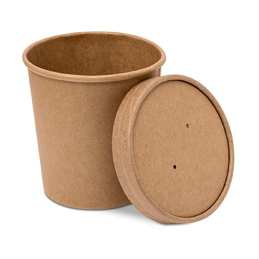 Grab & Go Paper Soup Cup+Lid (453Ml/16Oz) Kraft 25Pcs