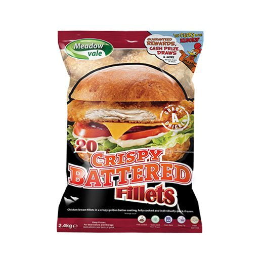 Meadow Vale Crispy Battered Chicken Fillets (120G) 2.4Kg