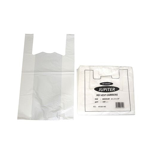 Majectic Jupiter White Hd Vest Carriers Medium (10X15X18) 15Mu 100Pcs