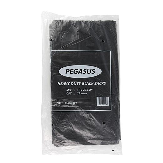 457X725X975 (18X29X39) Md Majectic Incpegasusinc Heavy Duty Black Sacks [140G]Inc 25Pcs