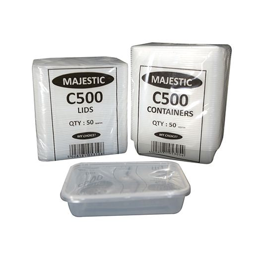 Majestic C500 Small Clear Pp Plastic Cont+Lids 50Pcs