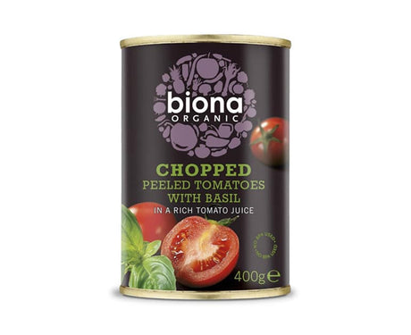 Biona Organic Tomatoes Chopped With Fresh Basil 400G