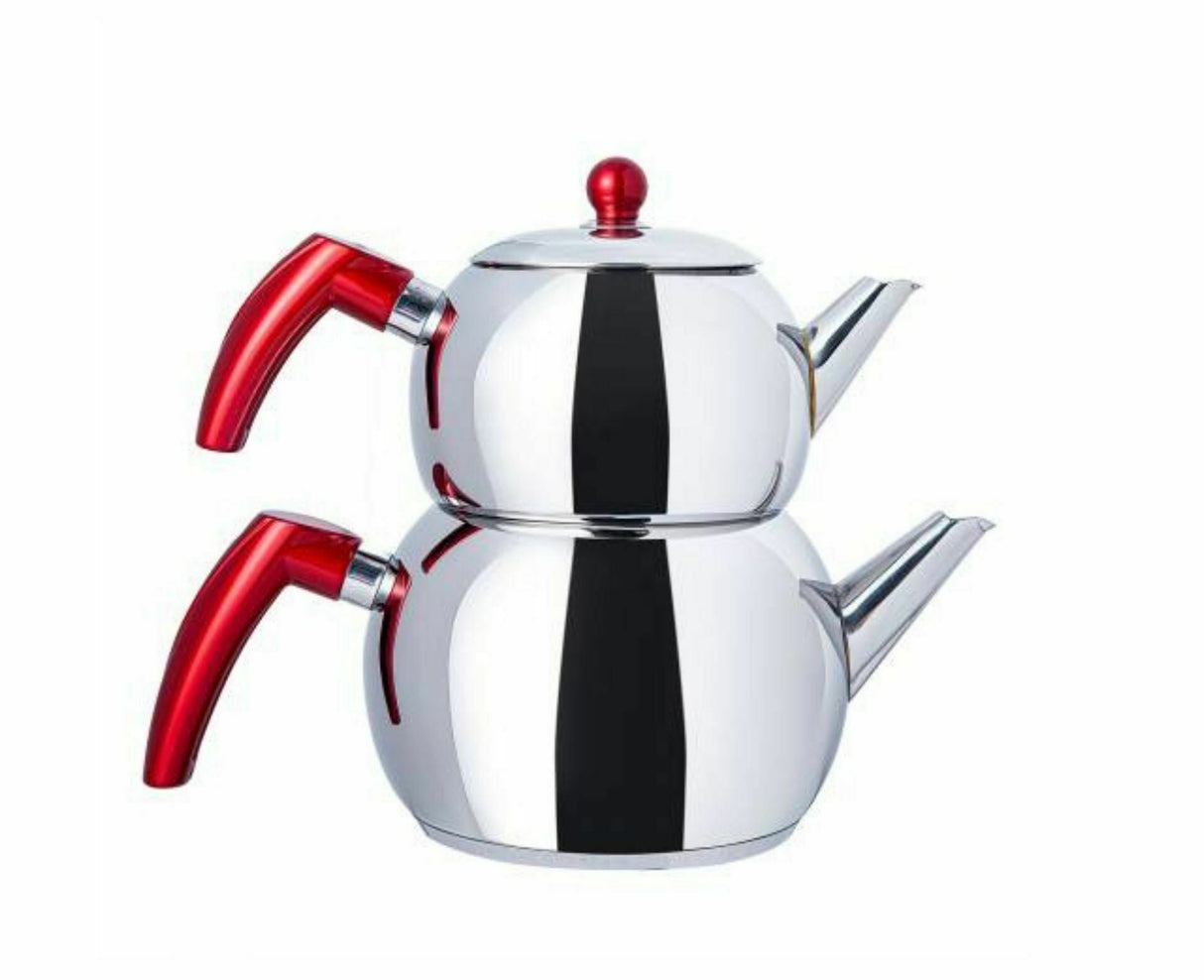 By Kardelen Aile Boyu Celik Caydanlik Seti Family Size Teapot