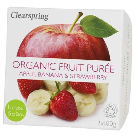 Clearspring Organic Apple Banana Strawberry Puree - 2X100Gr