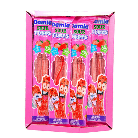 Damla Sour Licorice Tubes Strawberry 35 Gr X 24 Pcs