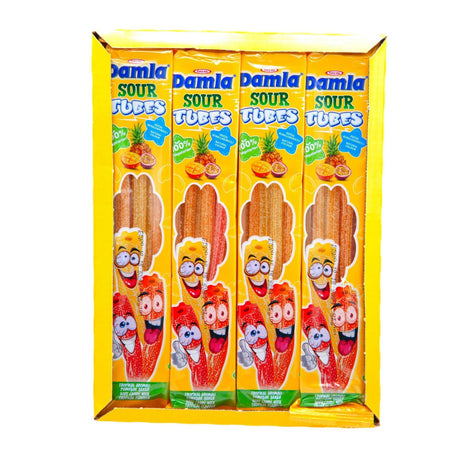 Damla Sour Licorice Tubes Tropical 35 Gr X 24 Pcs