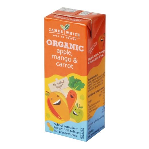 James White Organic Apple Mango Carrot Juice - 3X200Ml