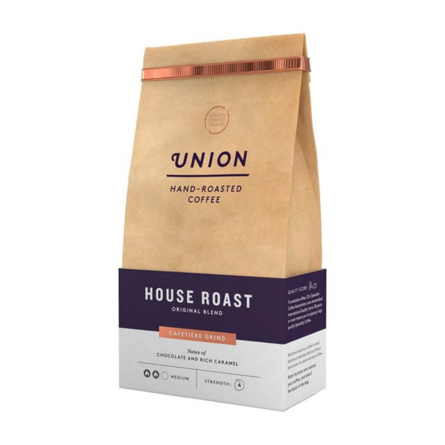 Union Hand Roasted Organic Coffee House Blend Cafetiere Grind 200G